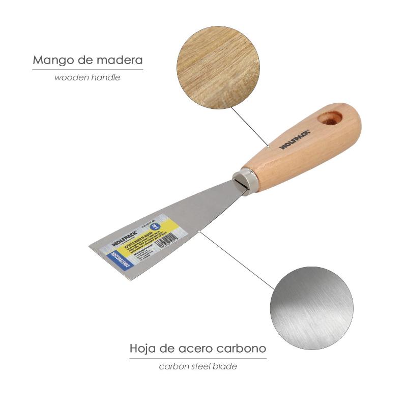 Espatula Mango Madera Hoja Acero 40 Mm. Espatula Yeso, Espatula Pintor, Espatula Masillas, Espatula Pladur, Etc._2