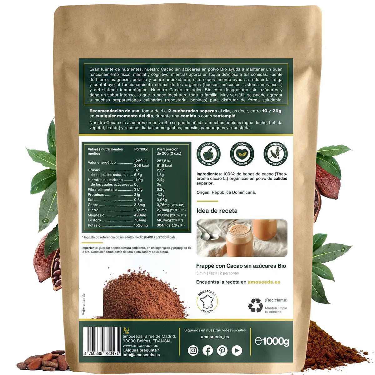 Cacao Sin Azúcares En Polvo Bio 1kg_4