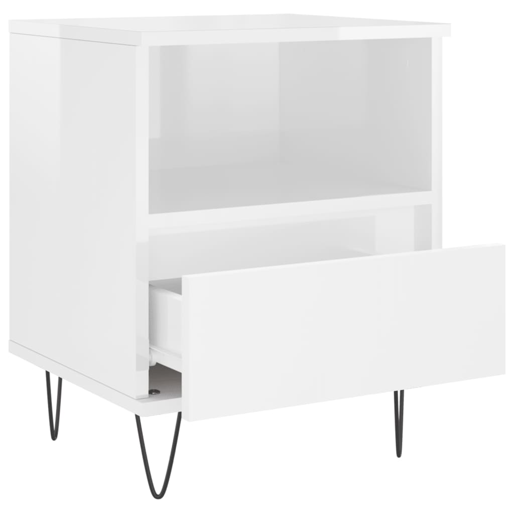 Mesitas Noche 2 Uds Madera Ingeniería Blanco Brillo 40x35x50 Cm_4