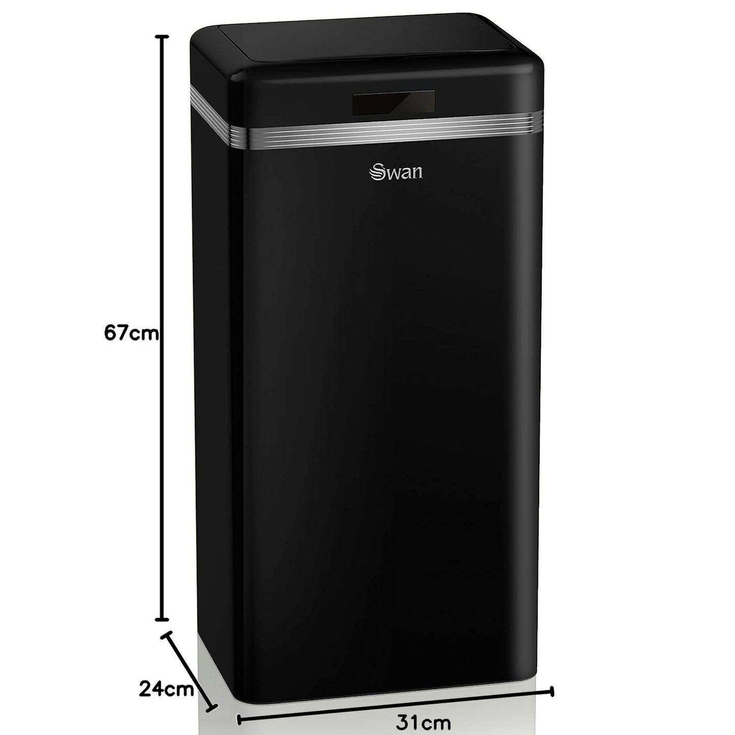 Cubo De Basura Cocina Automático, Sensor De Movimiento, 45l, Metálico, Papelera Reciclaje, Swan, Swka4500bneu, Negro