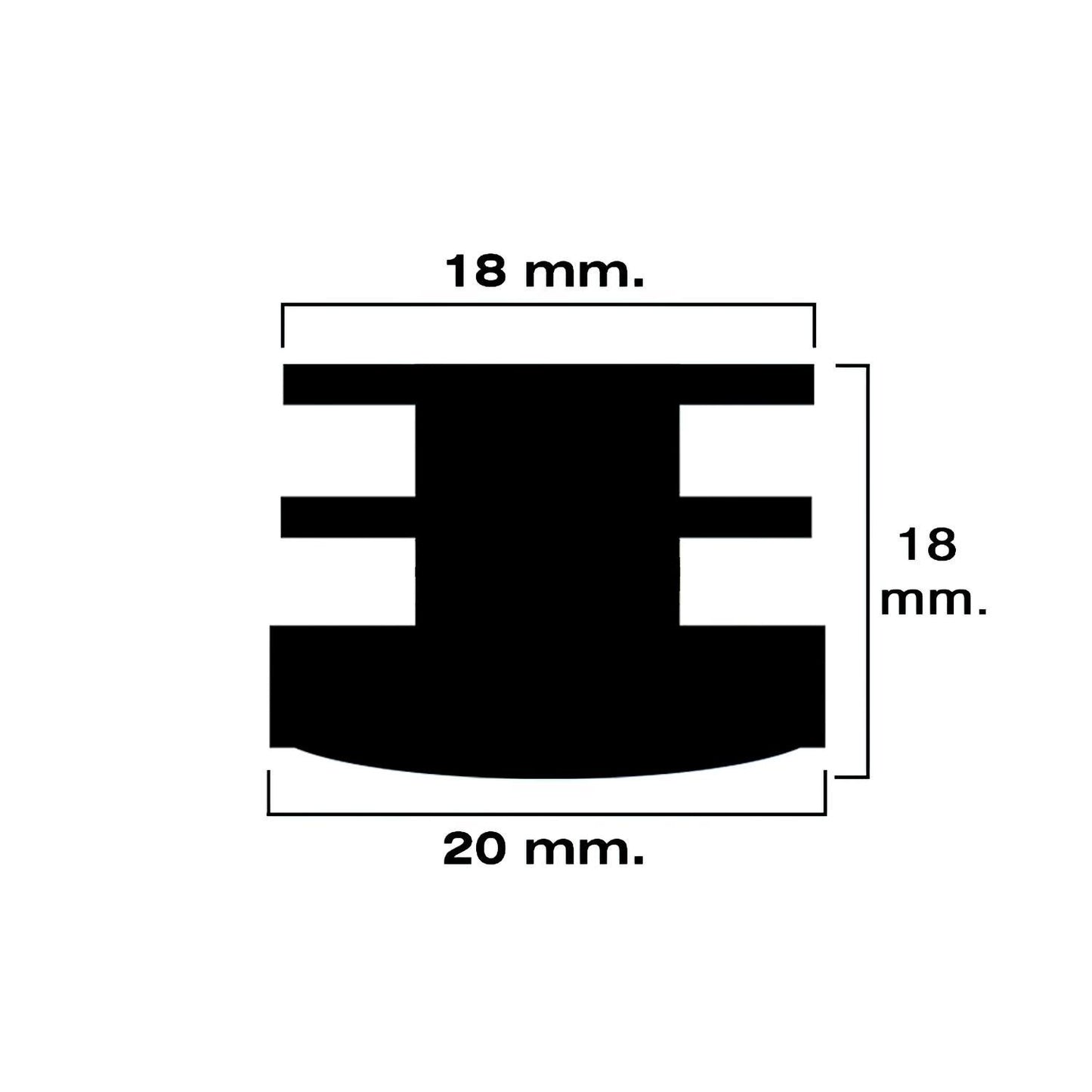 Contera Redonda Interior Negra 20mm. Blister 4 Piezas.