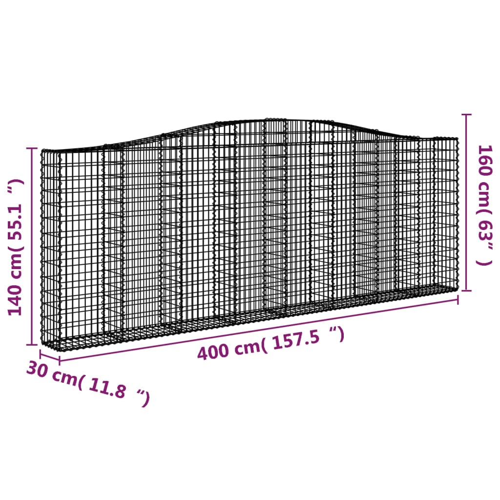 Cestas Gaviones 8 Uds Forma De Arco Hierro 400x30x140/160 Cm_5