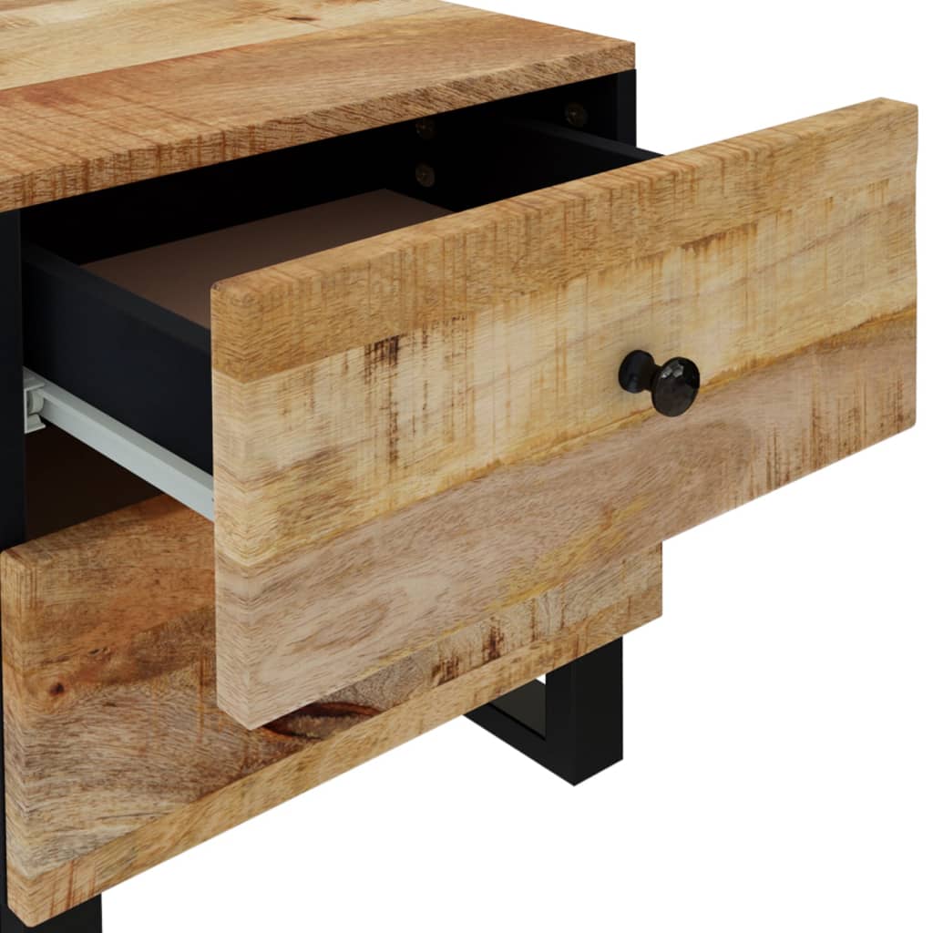 Mesita De Noche De Madera Maciza De Mango 40x33x46 Cm_4