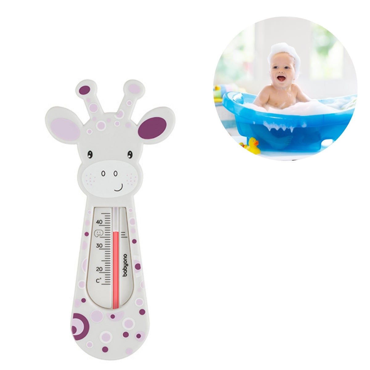 Termometro Del Agua Para Bebés Girafa Lila