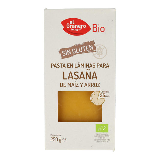 Láminas para Lasaña de Maíz sin Gluten Bio El Granero, 250 g