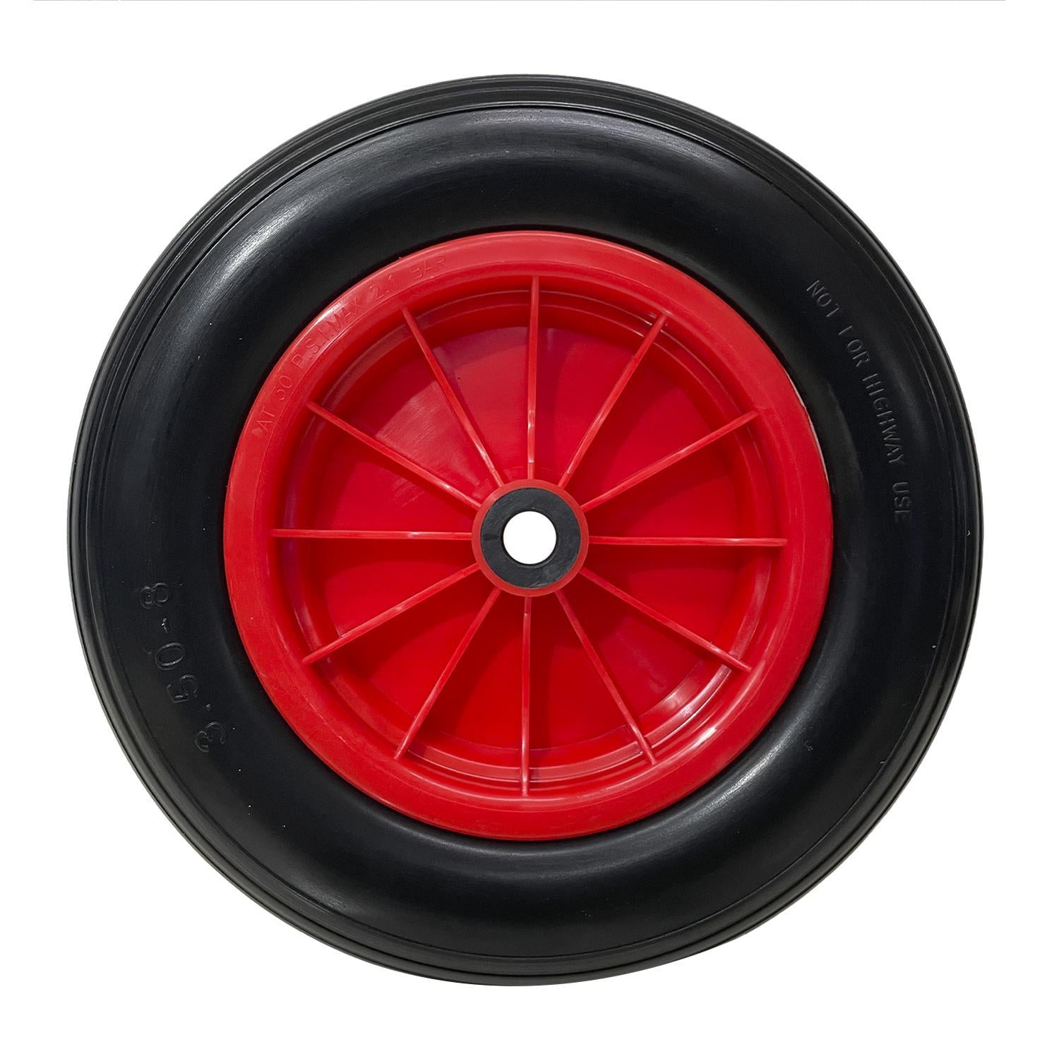 Rueda Carretilla Invernadero Poliuretano Impinchable Llanta Plástico, Ø 360 Mm. Eje Ø 20 Mm.