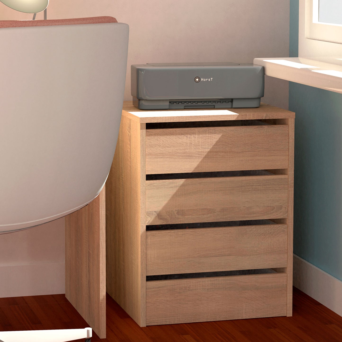 Cajonera Armario 4 Cajones, Cómoda Dormitorio 63,5x46x45 Cm (alto X Ancho X Profundo) Sinfonier, Briebe, Nova, Madera