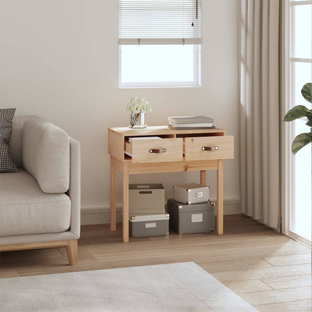 Mesa Consola Madera Maciza De Pino 76,5x40x75 Cm_4