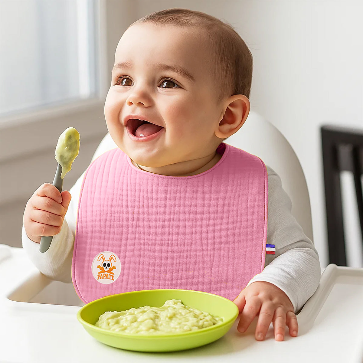 Babero De Algodón Orgánico Rosa