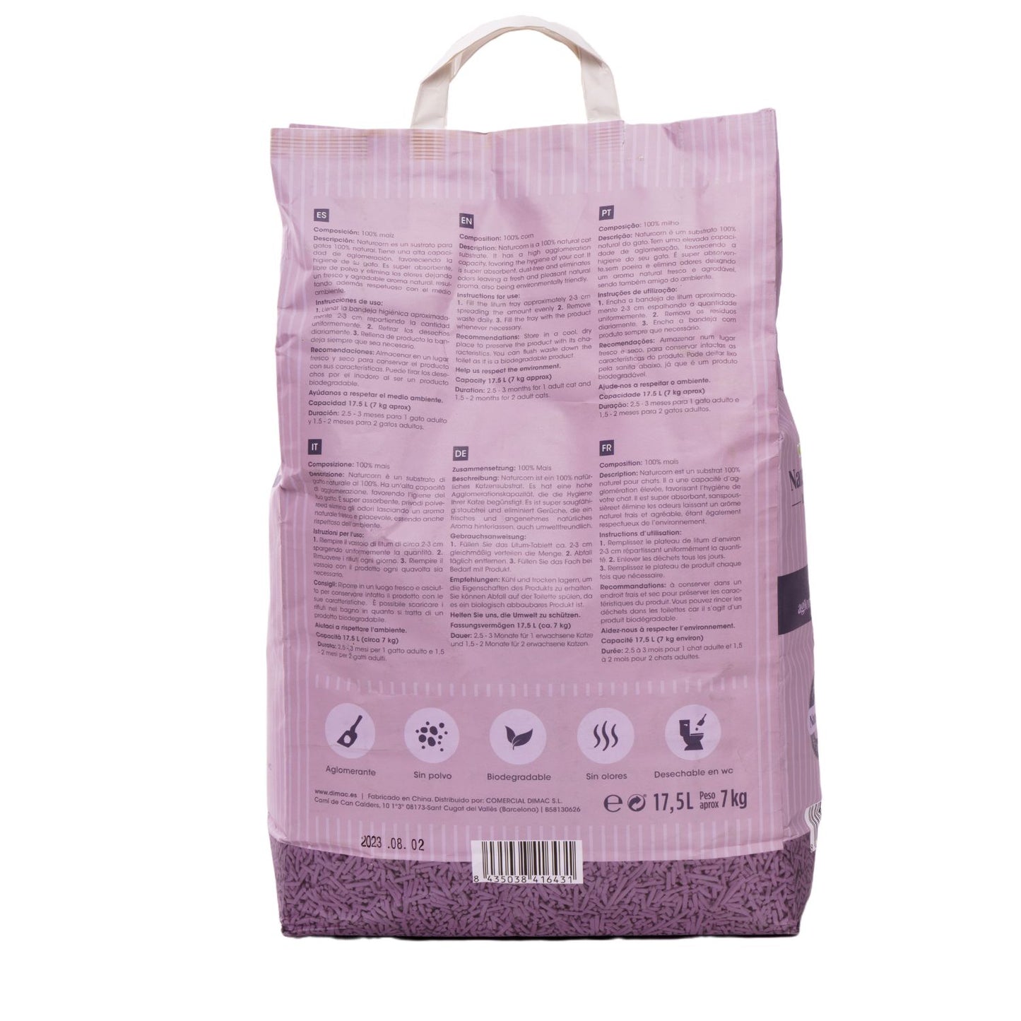 Sustrato Absorbente Wuapu Naturcorn Lavanda En Pelet Biodegradable Para Gato 1 U 17'5l_5