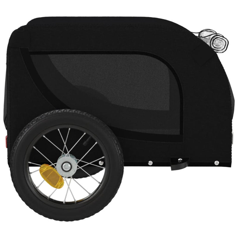 Vidaxl Remolque De Bicicleta Mascotas Hierro Tela Oxford Negro_5