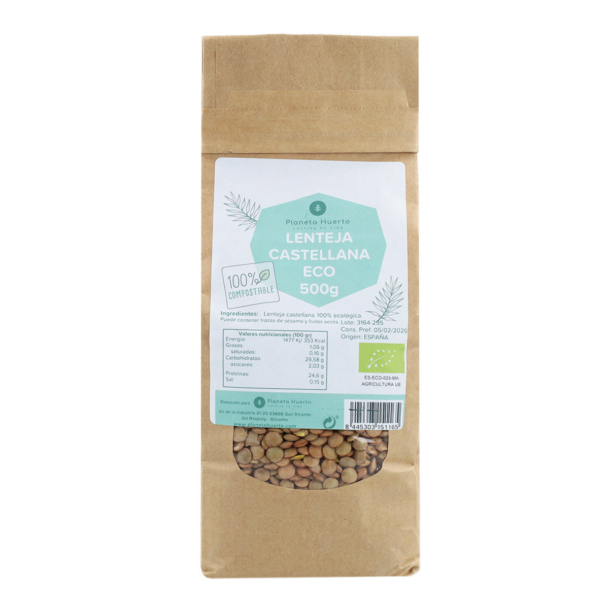 Lenteja Castellana ECO Planeta Huerto 500 g