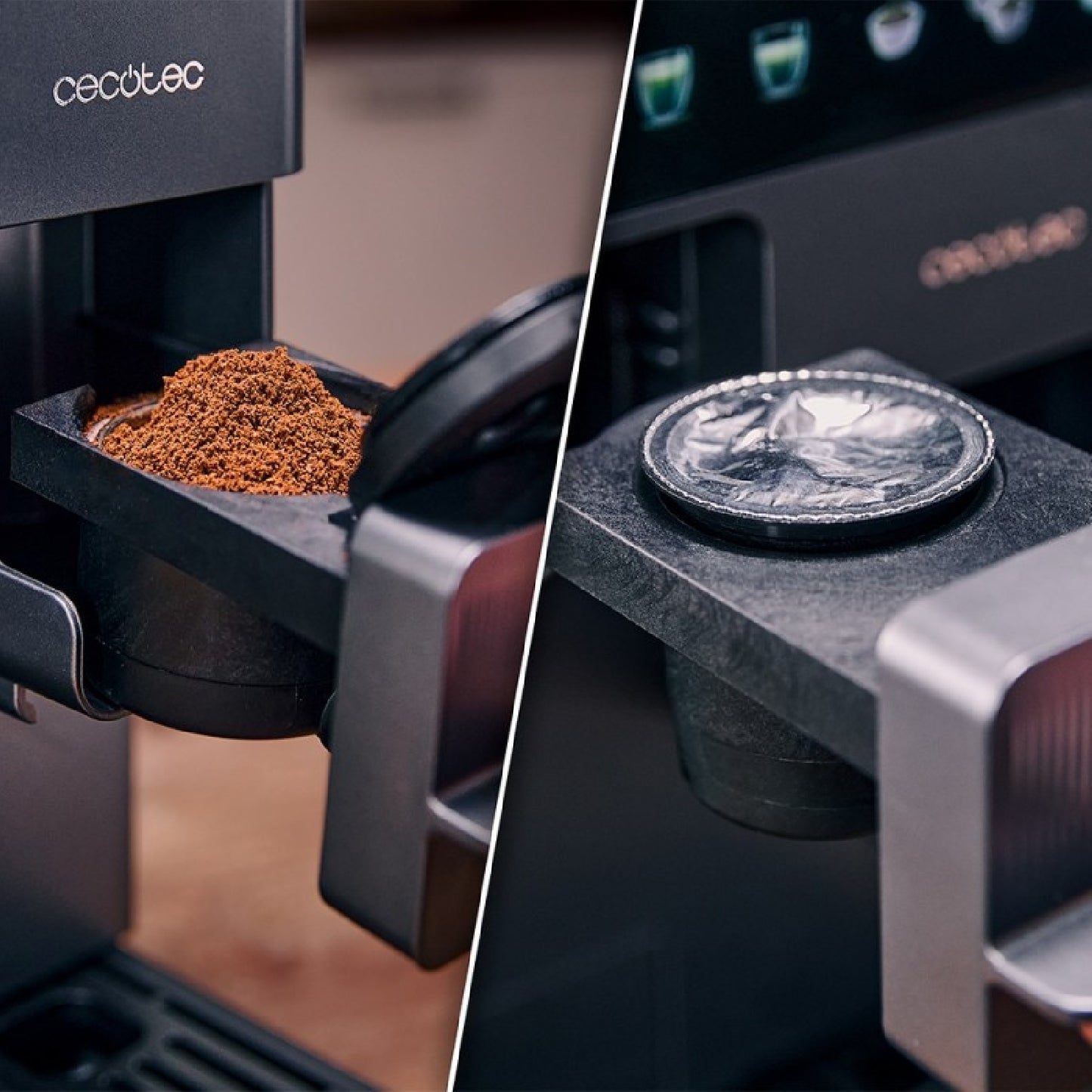 Cecotec Cafetera De Cápsula Freestyle Grind & Latte. 1400w, 20bares, Multicápsulas, Café Grano 40g, Molinillo Cónico, 1._4