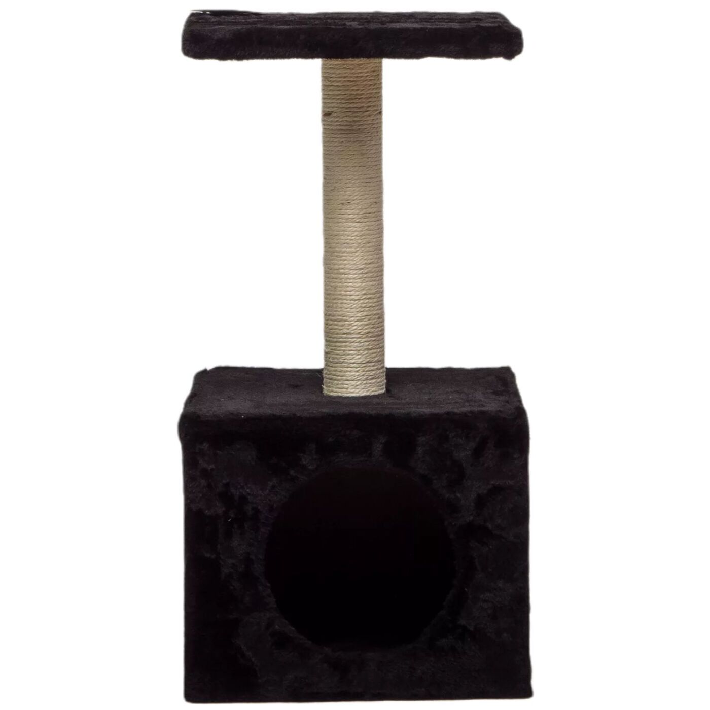 Rascador Para Gato Wuapu Modelo One Con Escondite, Altura 60cm. Base 30x30cm. Color Gris Oscuro_0