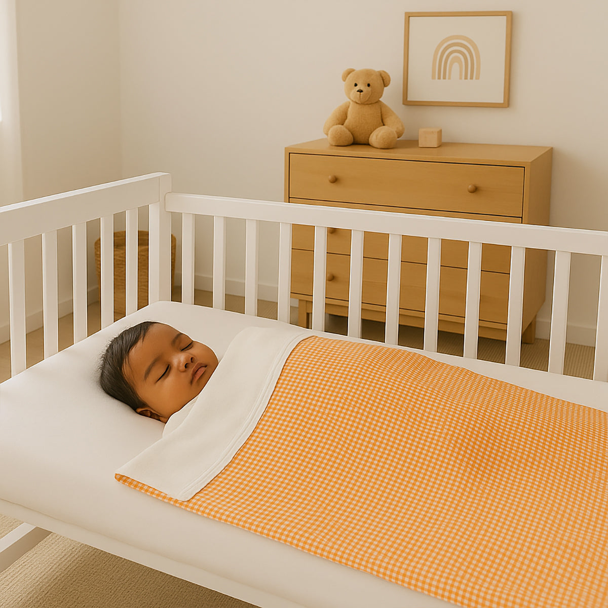 Manta De Algodón Orgánico Rex Blanco Y Vichy