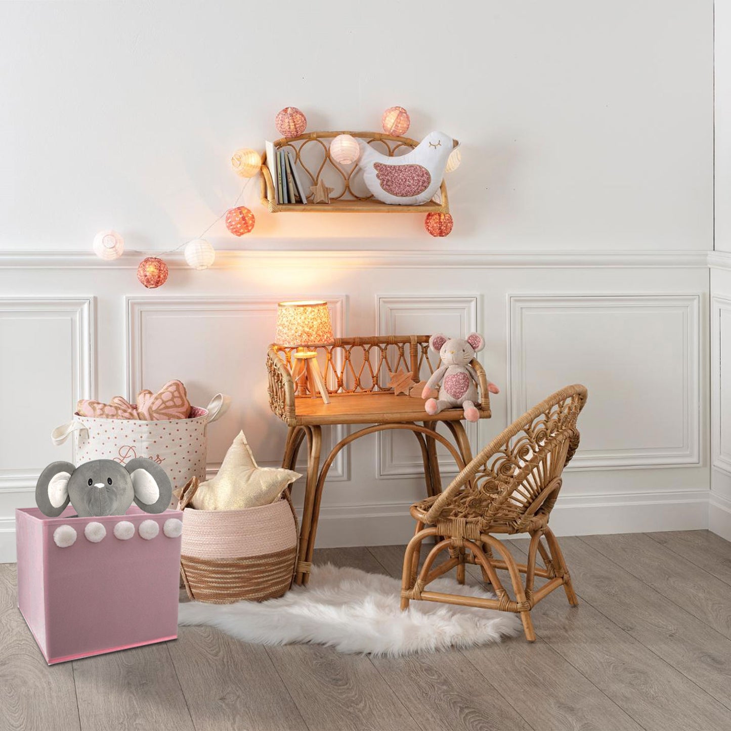 Set De 3 Cajas De Almacenamiento Infantil Con Pompones Color Rosa - 29 X 29 X 29 Cm_3