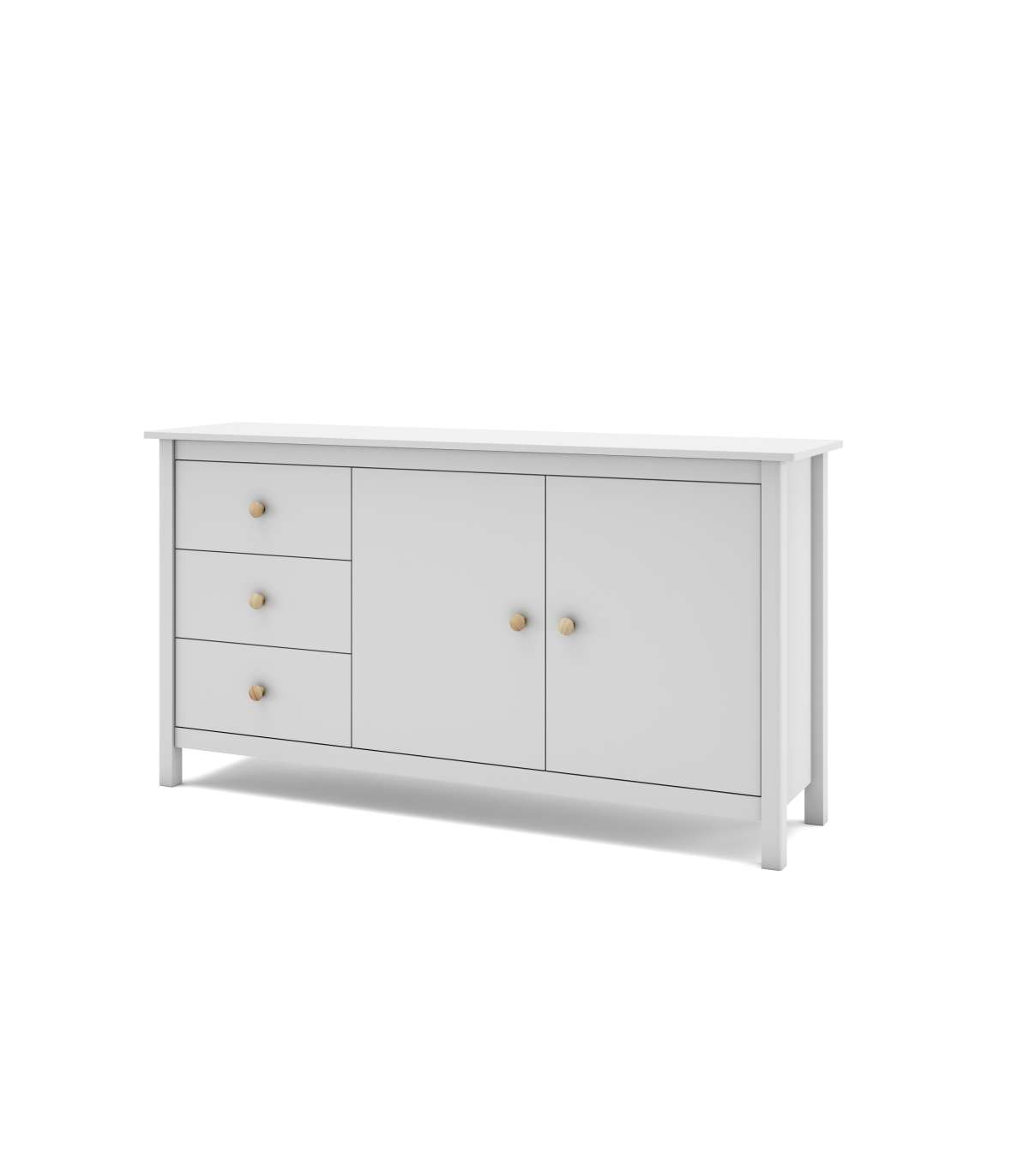 Aparador 2 Puertas 3 Cajones Maxi Acabado Blanco, 80cm(alto) 130cm(ancho) 40cm(fondo)_5