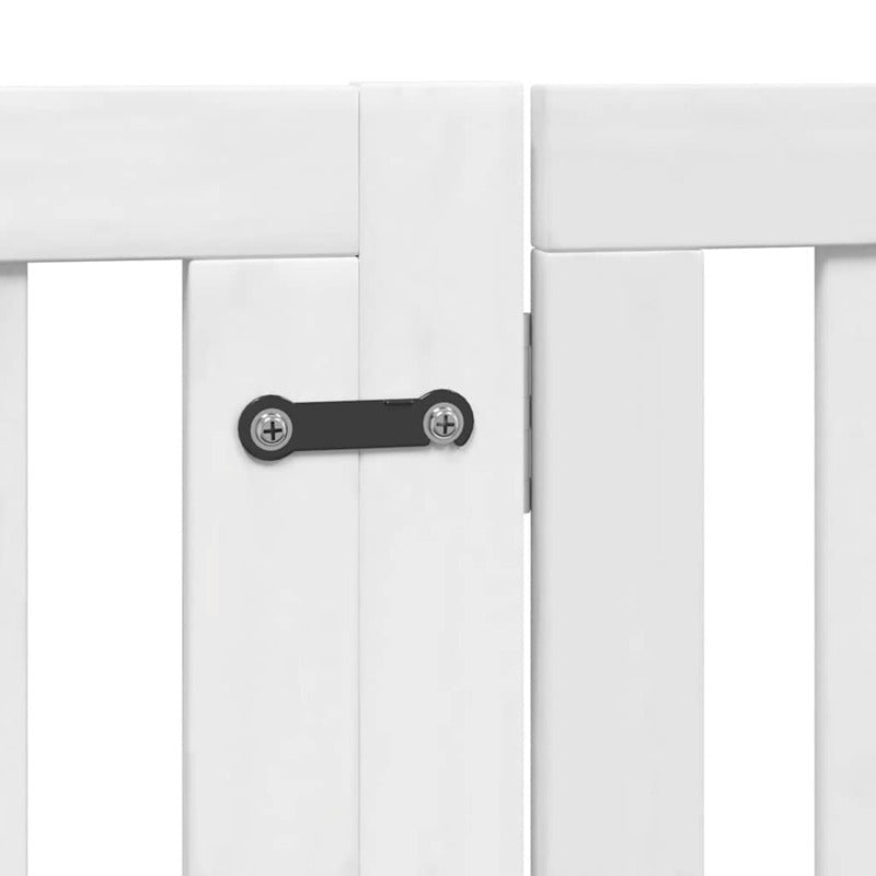 Vidaxl Puerta De Perros Plegable 8 Paneles Madera Álamo Blanca 640 Cm_5