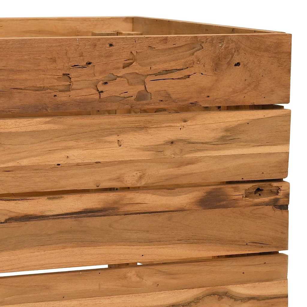 Arriate Elevado Madera De Teca Reciclada Y Acero 100x40x38 Cm_5