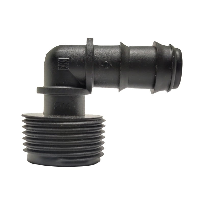 Codo De Goteo 16mm Rosca Macho. Bolsa De 10 Unidades - 16mm X 3/4