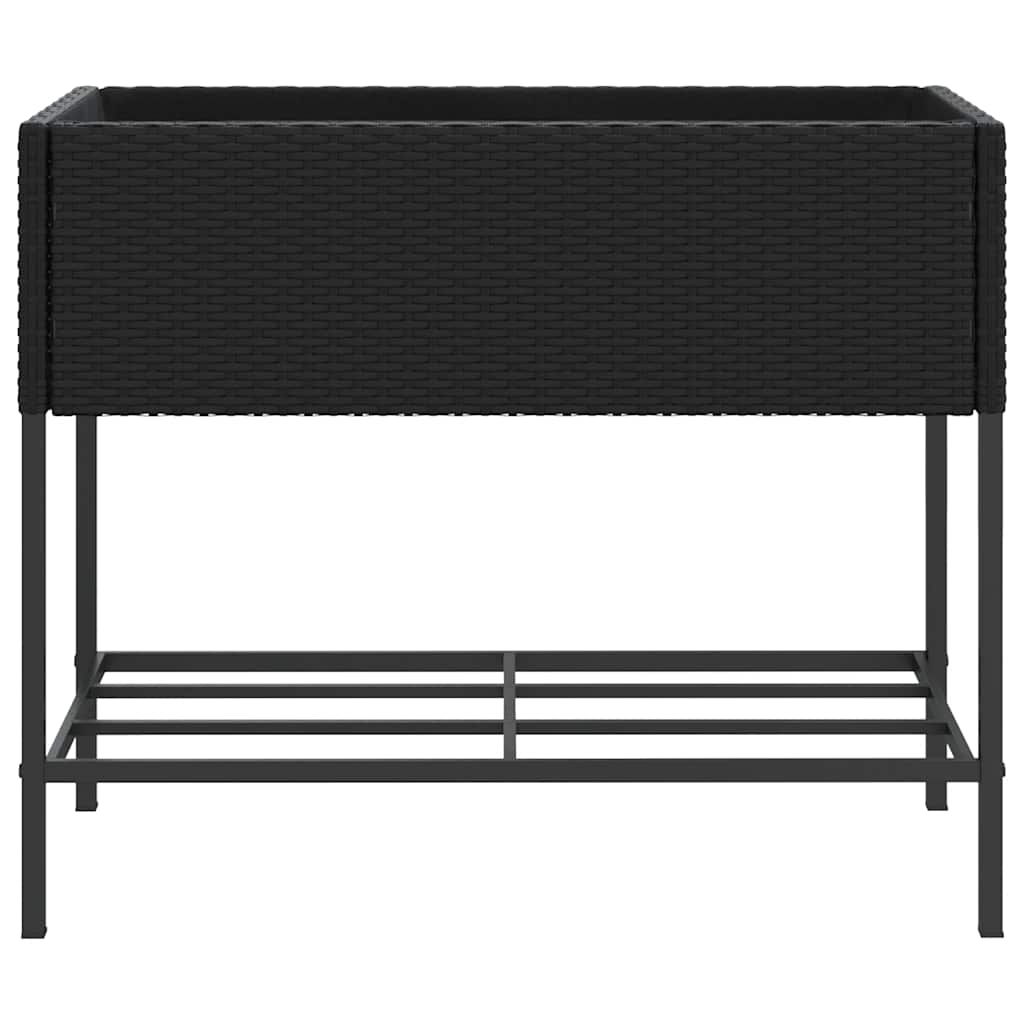 Jardineras Con Estante 2 Uds Ratán Sintético Negro 90x40x75 Cm_5