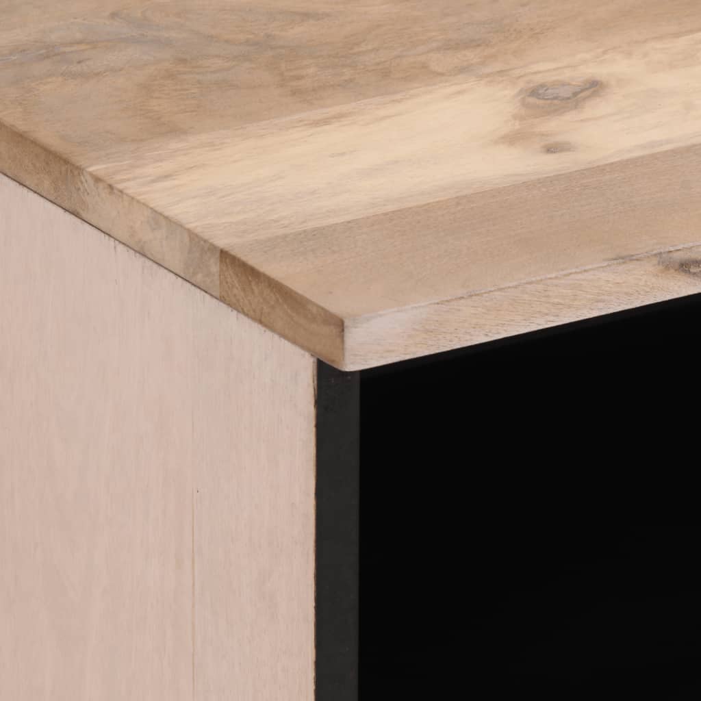 Mesita De Noche Madera Maciza Mango Blanqueado 40x34x46 Cm_4