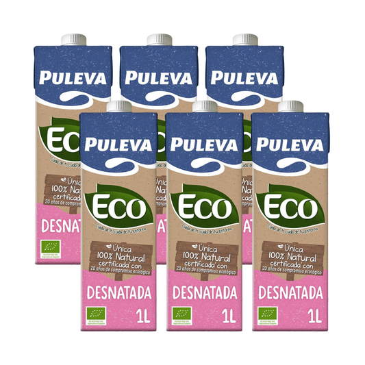 Pack 6 bricks Leche Desnatada ecológica Puleva, 1 L