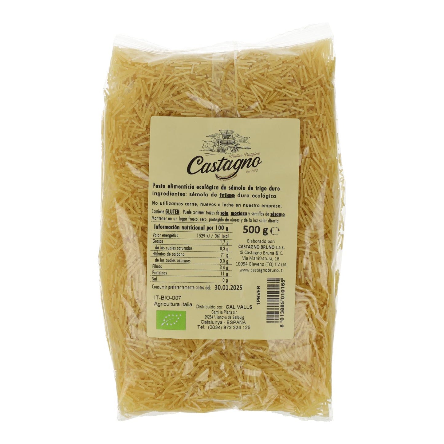 Fideos Trigo Duro (cabello de ángel) ECO Castagno 500 g