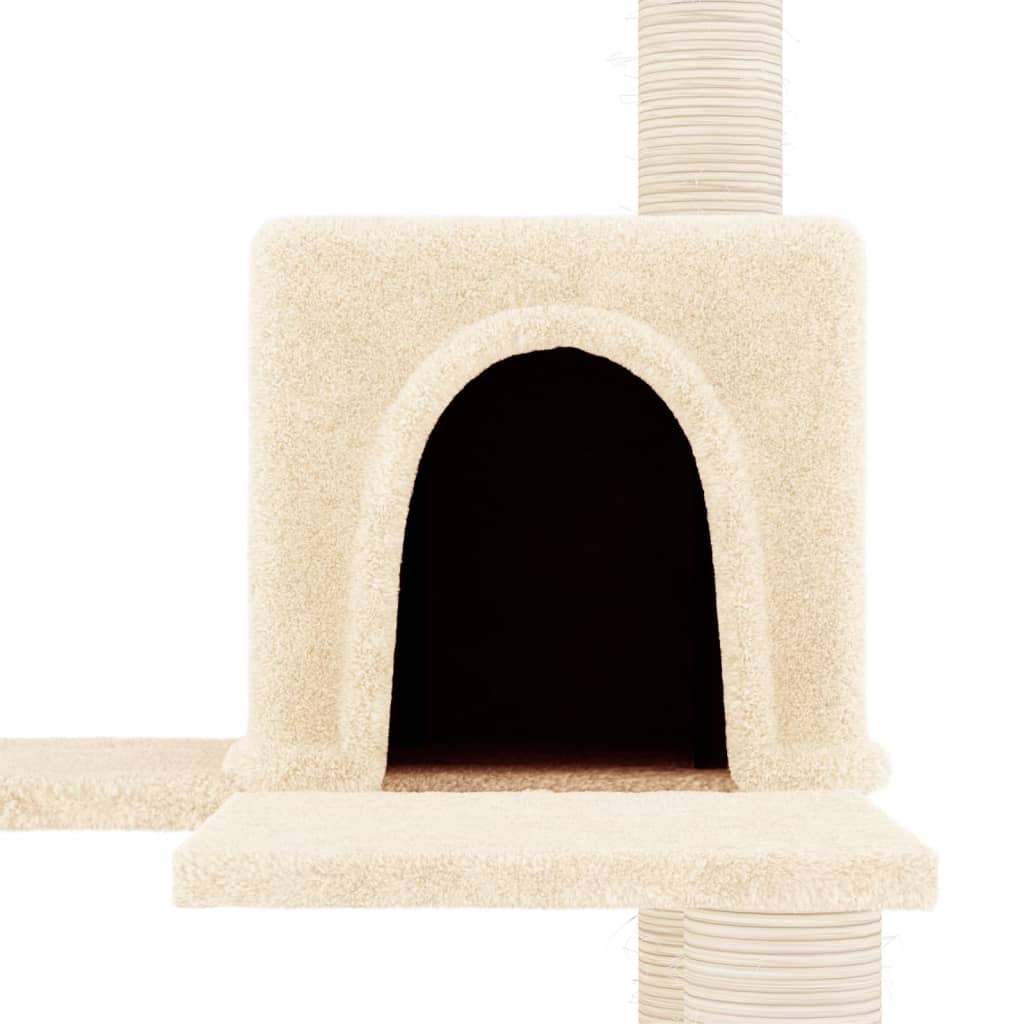Rascador Para Gatos Con Postes De Sisal Crema 153 Cm_5