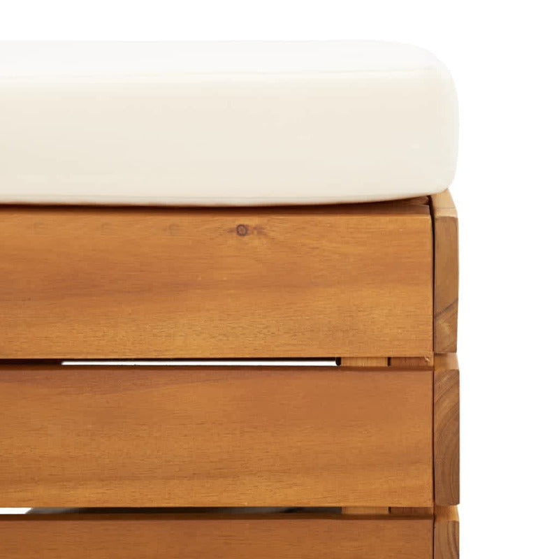 Vidaxl Set De Mesa Y Reposapiés De Jardín Cojín Madera Maciza Acacia_5