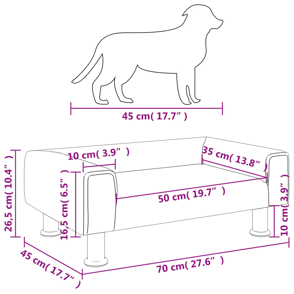Cama Para Perros De Terciopelo Gris Claro 70x45x26,5 Cm / Vetonek_5