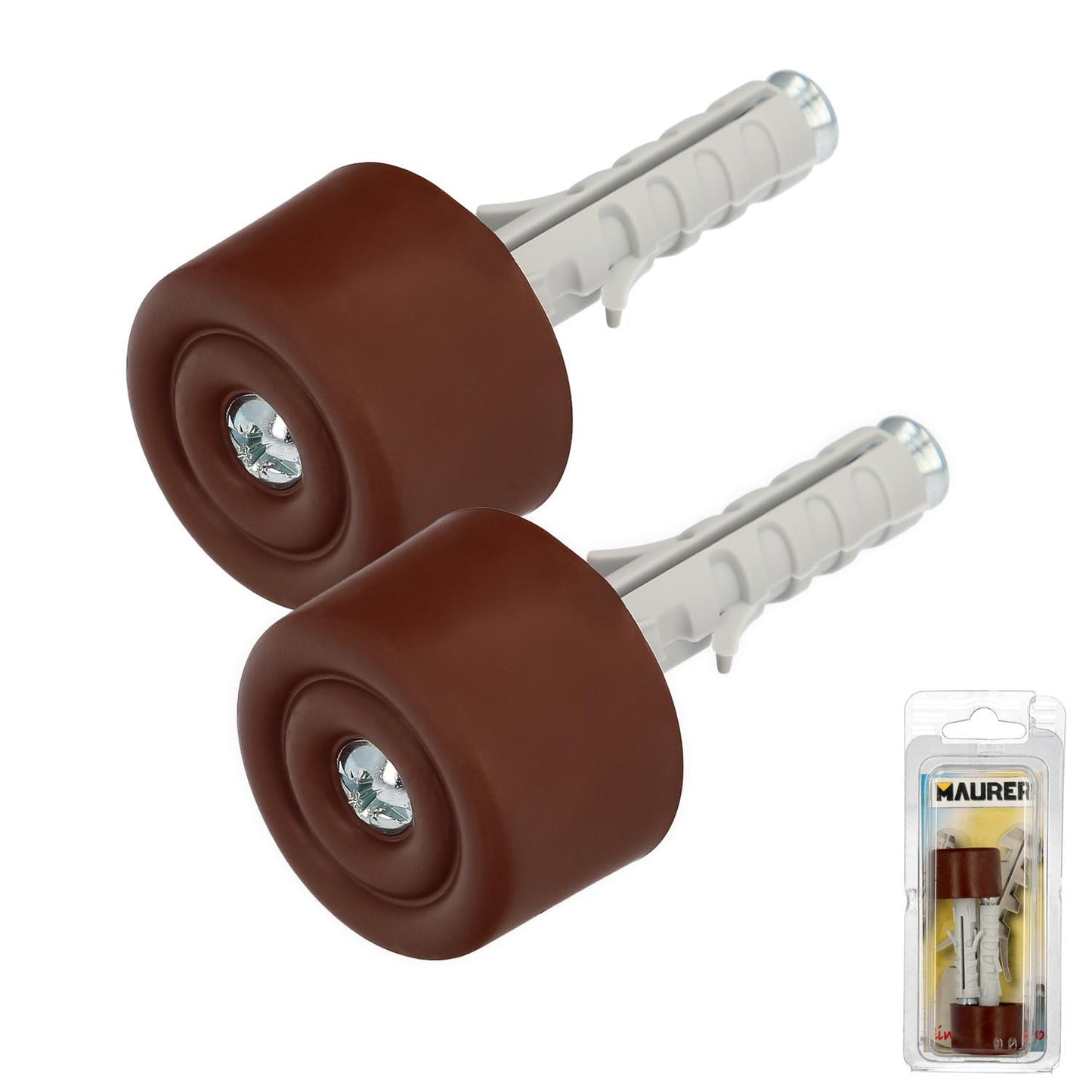 Tope Puerta Con Taco Nylon Marron (blister 2 Piezas)