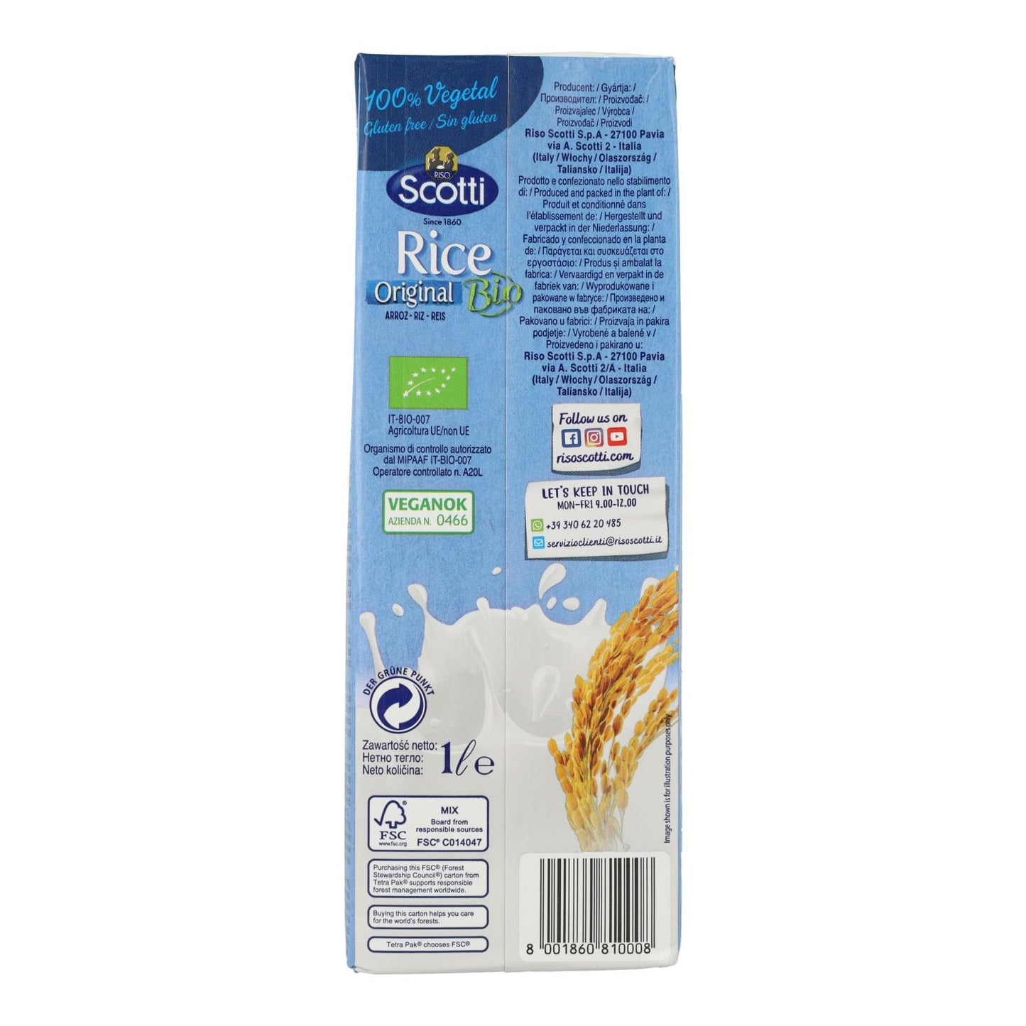 Pack 6 x Bebida Arroz Natural BIO Scotti 1 L