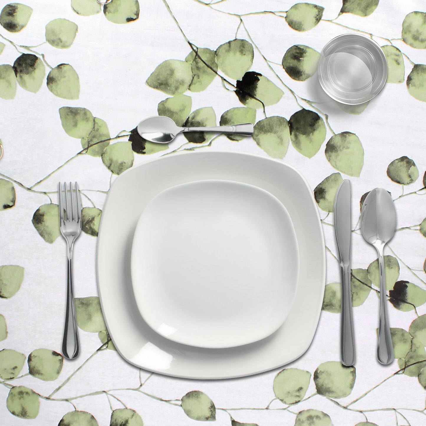 Mantel Hule Rectangular Hojas Verdes Impermeable Antimanchas Pvc 140x250 Cm. Recortable Uso Interior Y Exterior