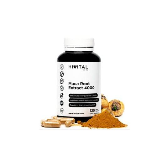 Maca Peruana Extracto Concentrado 4000 mg Hivital 120 cápsulas veganas
