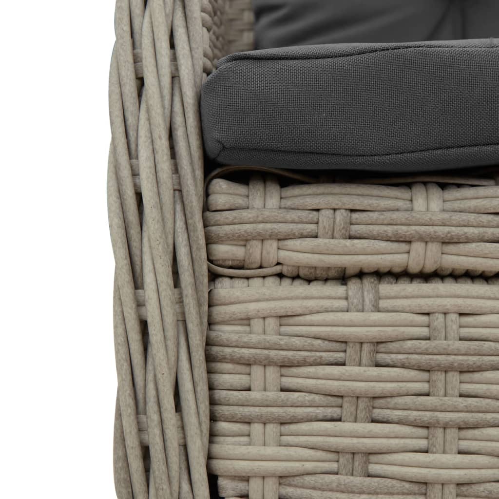 Set Comedor De Jardín 3 Pzas Cojines Ratán Sintético Gris Claro / Vetonek_5