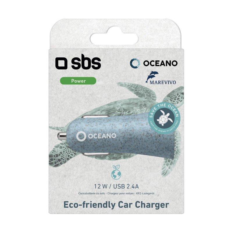 Cargador de viaje de 10 W de plástico reciclado - carga rápida, color azul SBS