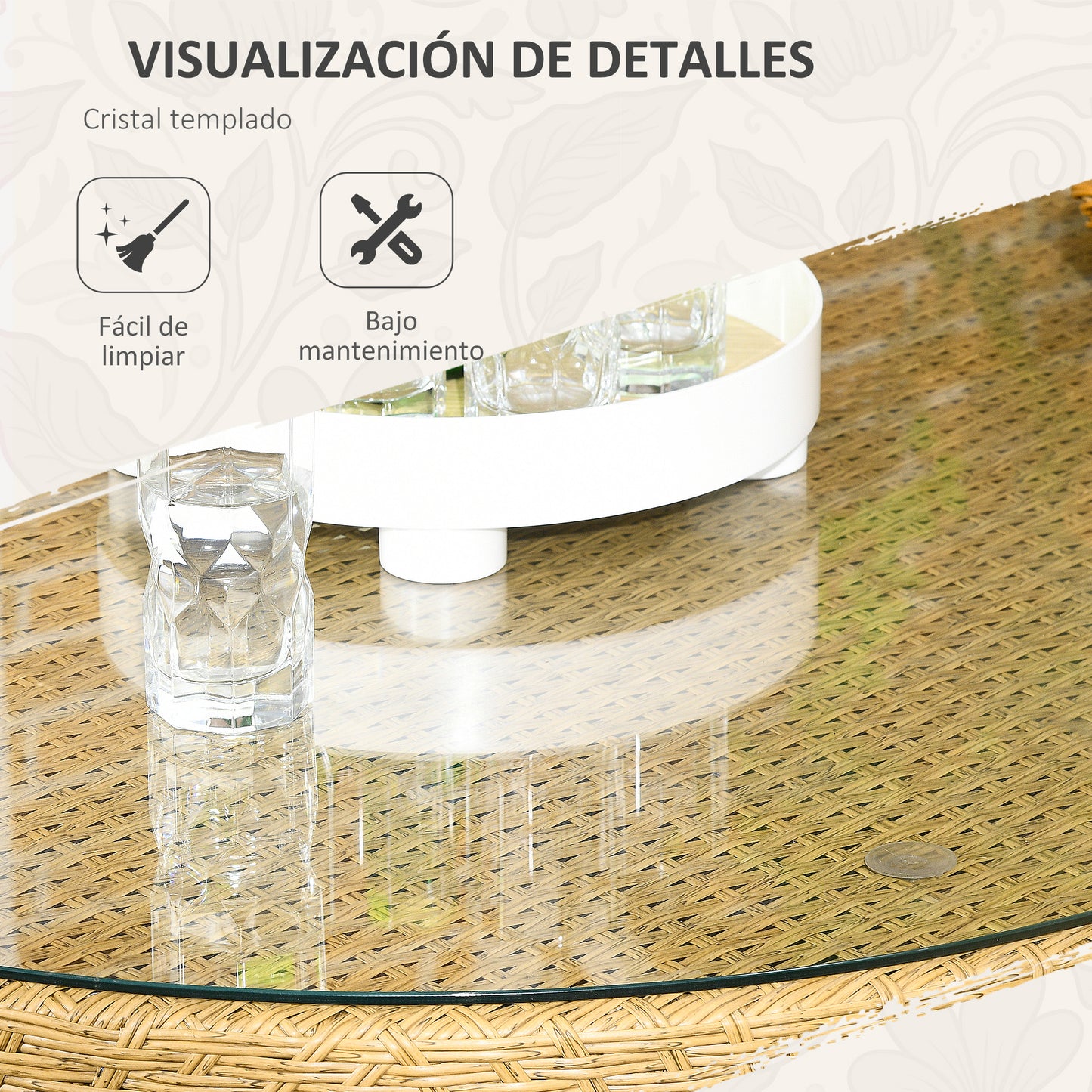 Outsunny Conjunto De Jardín De Ratán Sintético De 7 Piezas Natural_5