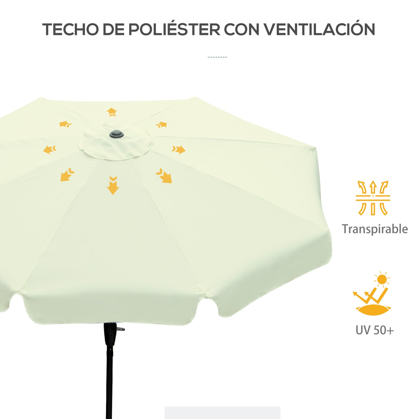 Outsunny Sombrilla De Jardín De Aluminio Ø266x248,5 Cm Con Ángulo Ajustable_5