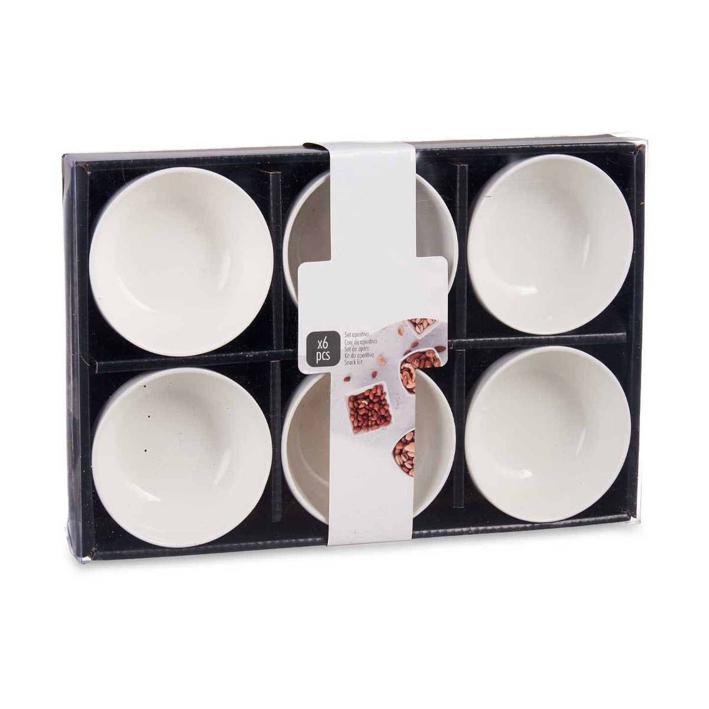 Set 6 Cuencos Porcelana Blanca Aperitivo Colección Vessia