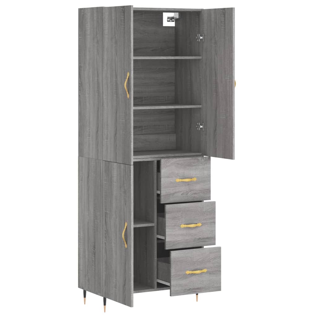 Aparador Alto Madera Contrachapada Gris Sonoma 69,5x34x180 Cm_3