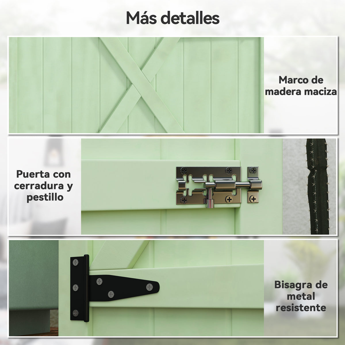 Caseta De Jardín Outsunny Madera De Abeto Verde 75x56x115 Cm_5