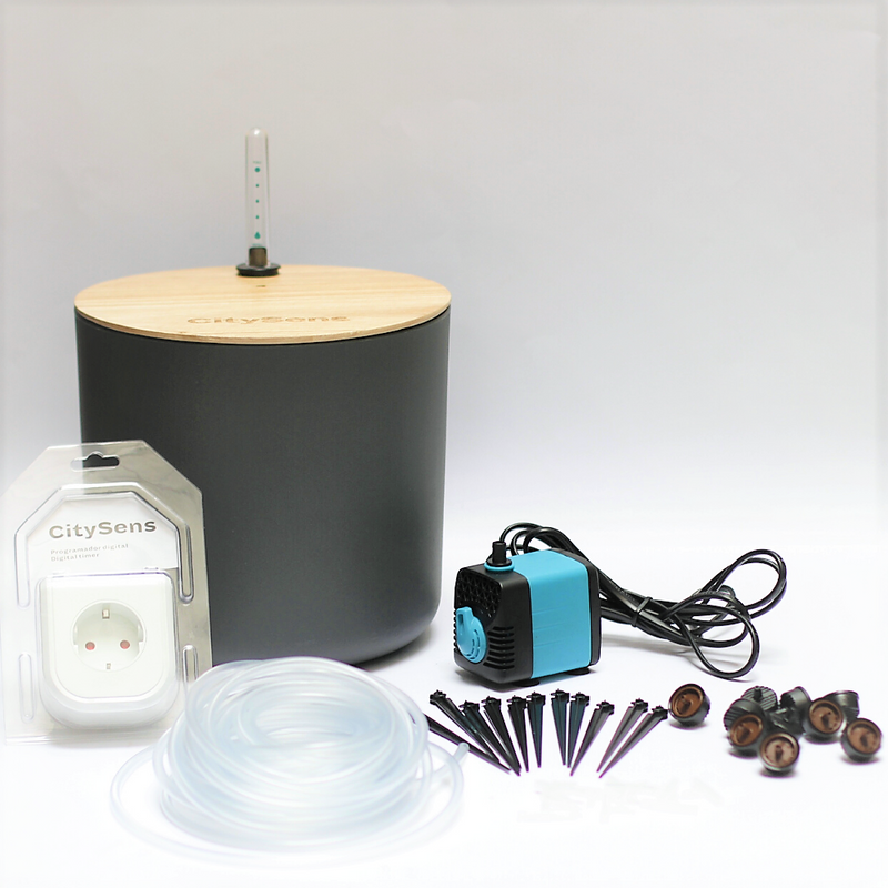 Kit De Riego Por Goteo Citysens Con Depósito Antracita Y 12 Goteros