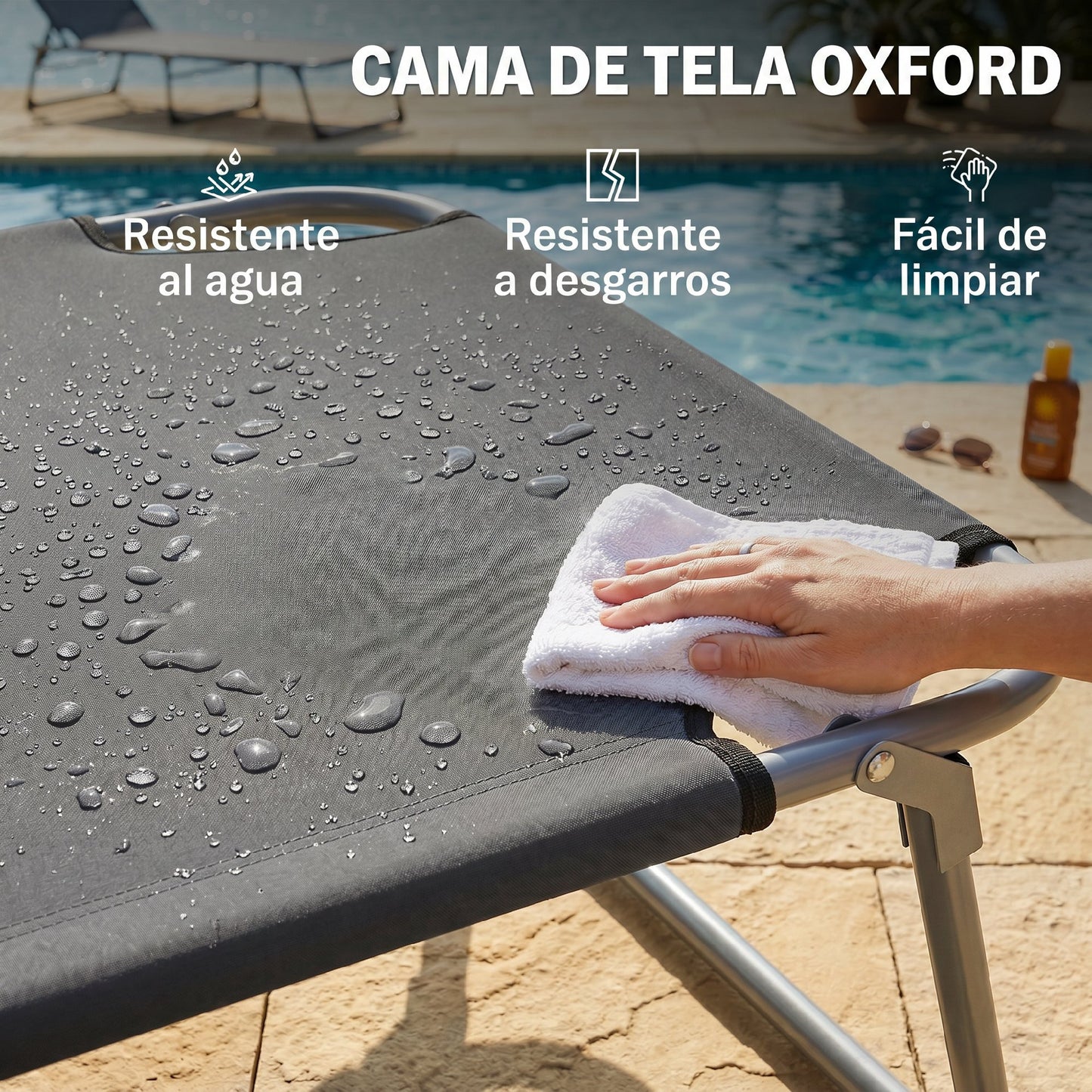 Outsunny Tumbona De Jardín Plegable Con Toldo Desmontable 187x58x36cm Gris_5