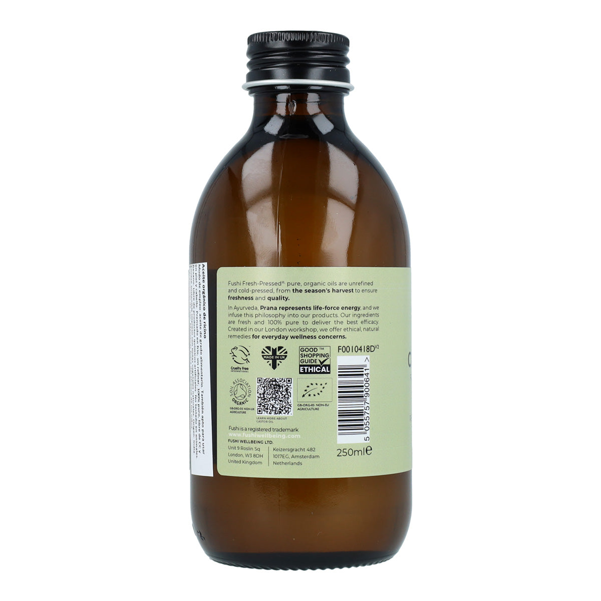 Aceite de Ricino BIO para el cabello virgen prensado en frío Fushi 250ml