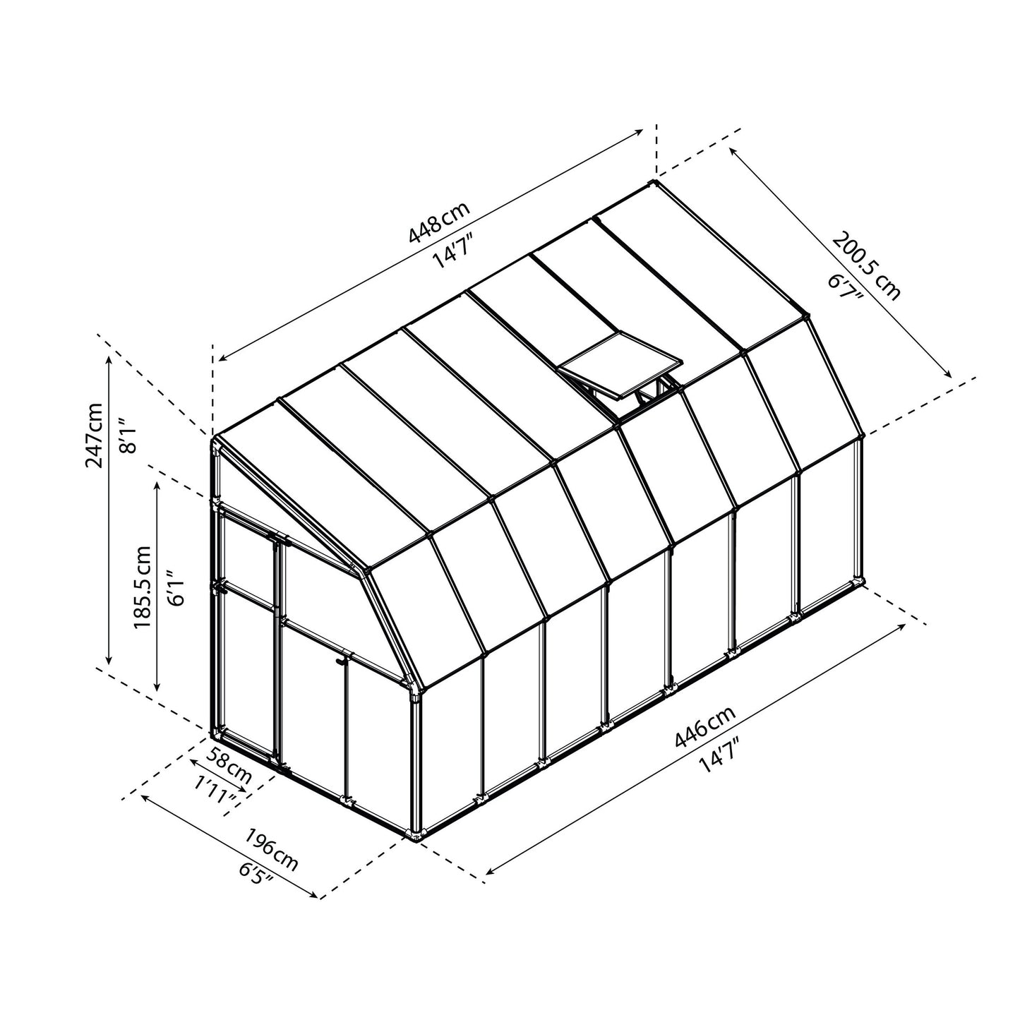 Pérgola adosada cerrada Sunroom 200x448 cm
