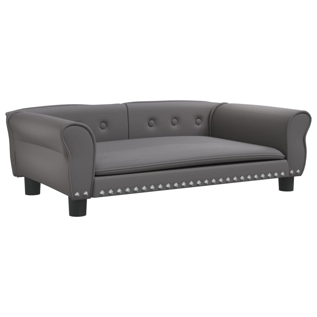 Cama Para Perros De Cuero Sintético Gris 95x55x30 Cm / Vetonek_5