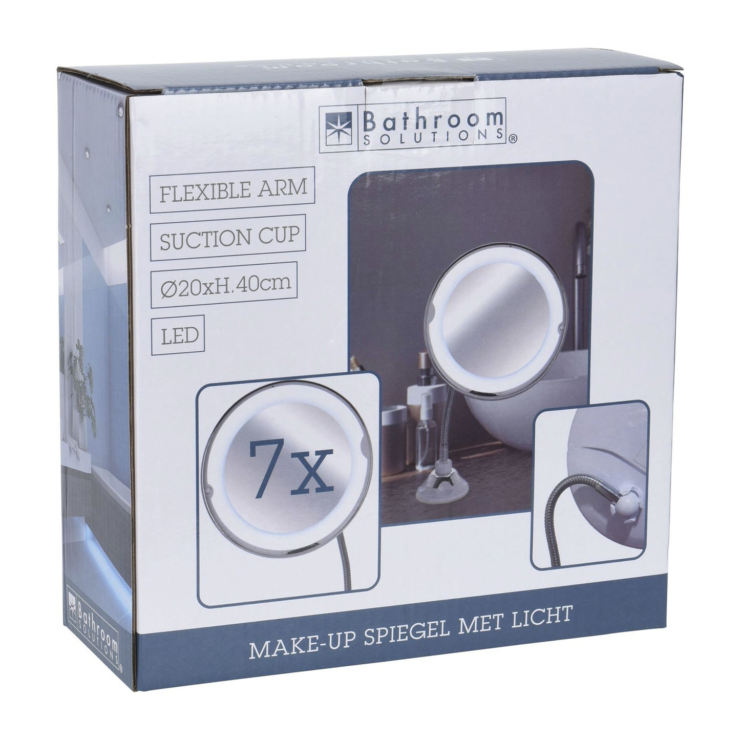 Well Home Espejo Con Soporte Con Luces Led En El Borde Color Plata Ø20,2x40cm