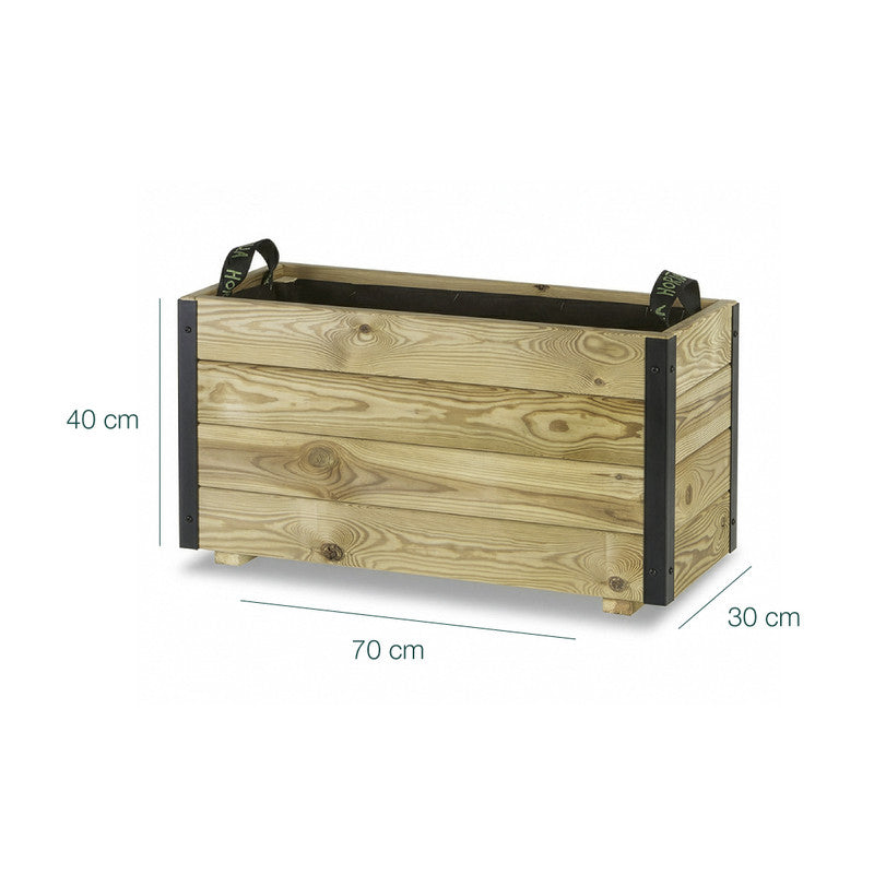 Jardinera De Madera Con Refuerzo De Aluminio 70x30x40 Cm Ghio Al Hortalia_5