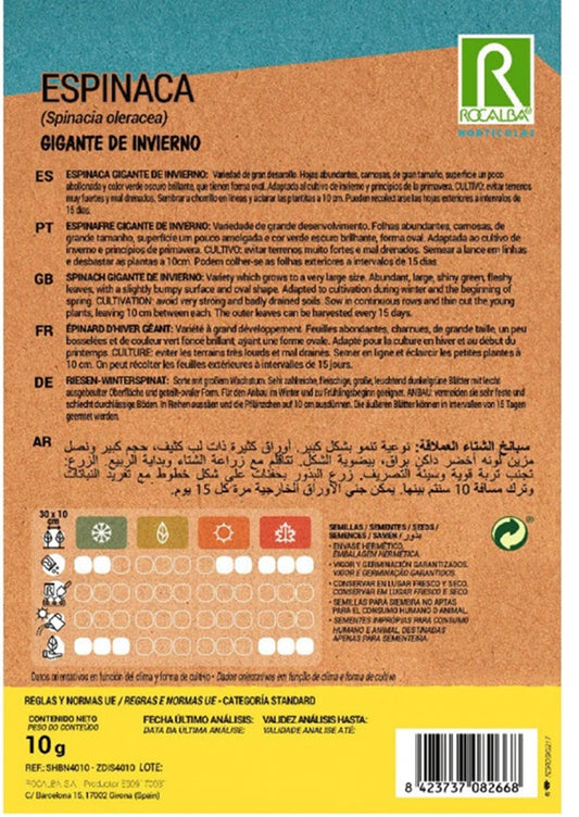 Semillas Espinaca Gigante De Invierno 250g